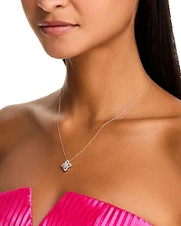 Diamond Clover Pendant Necklace in 14K White Gold, 0.50 tcw