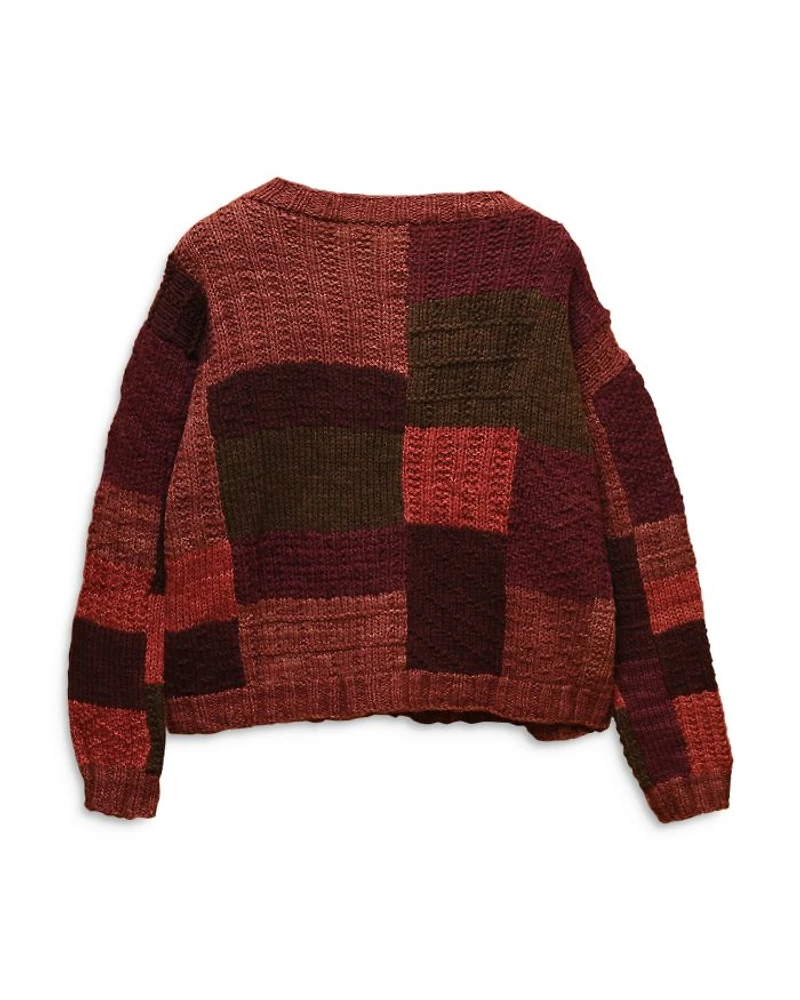 Wool Patchwork Regular Fit Cardigan