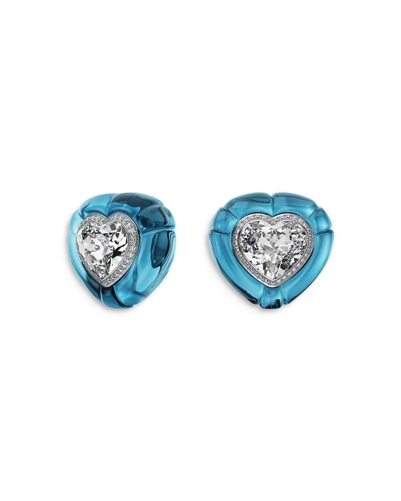 Dulcis Multicolor Crystal Heart Clip On Earrings