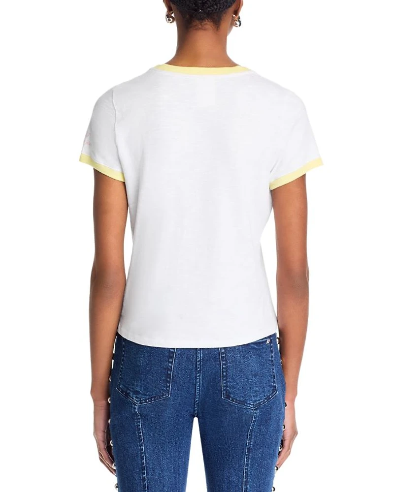 Smiling Sun Shrunken Ringer Tee