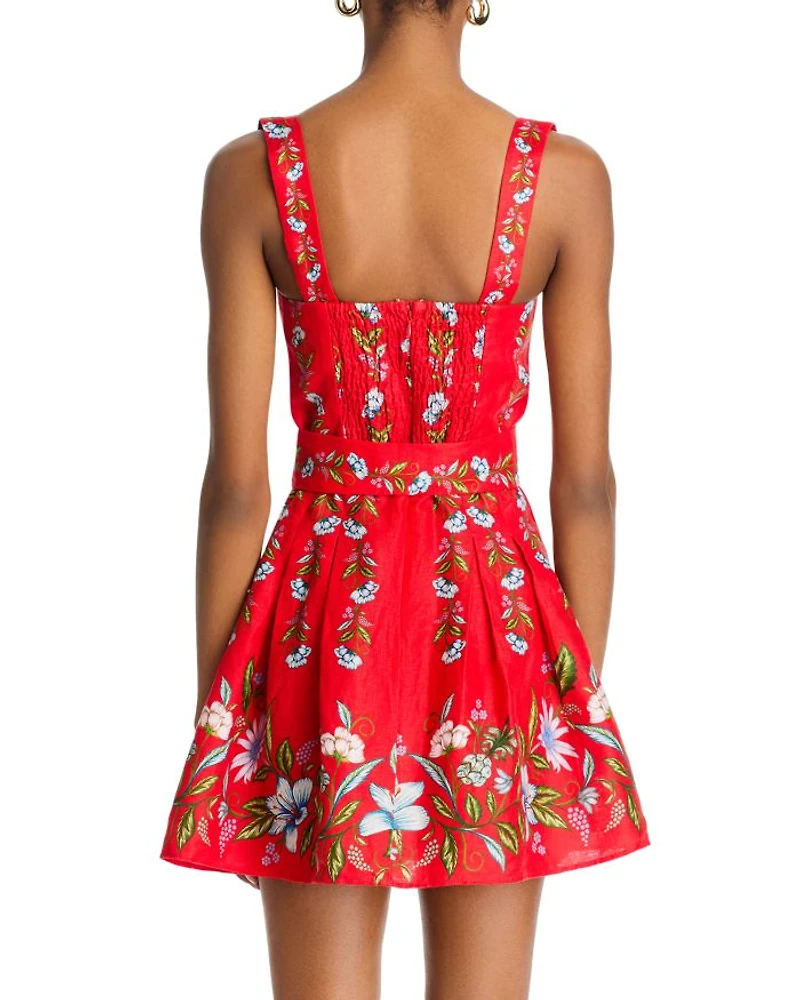 Sweet Bloom Bouquet Red Sleeveless Mini Dress