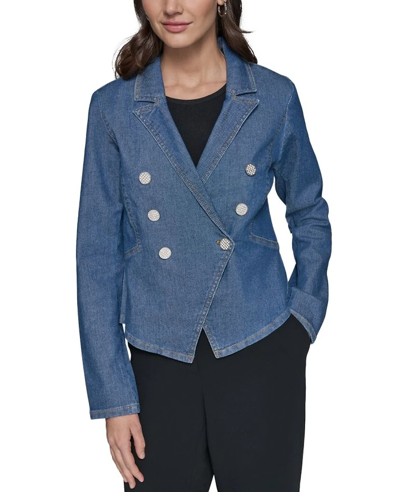 Asymmetric Denim Blazer
