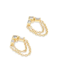 14K Yellow Gold Paris Diamond Princess & Baguette Chain Drop Earrings