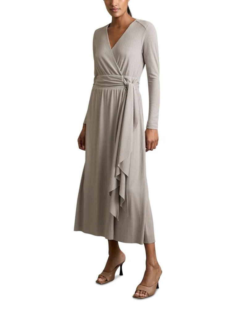 Wrap Tie Jersey Midi Dress