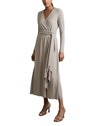 Wrap Tie Jersey Midi Dress