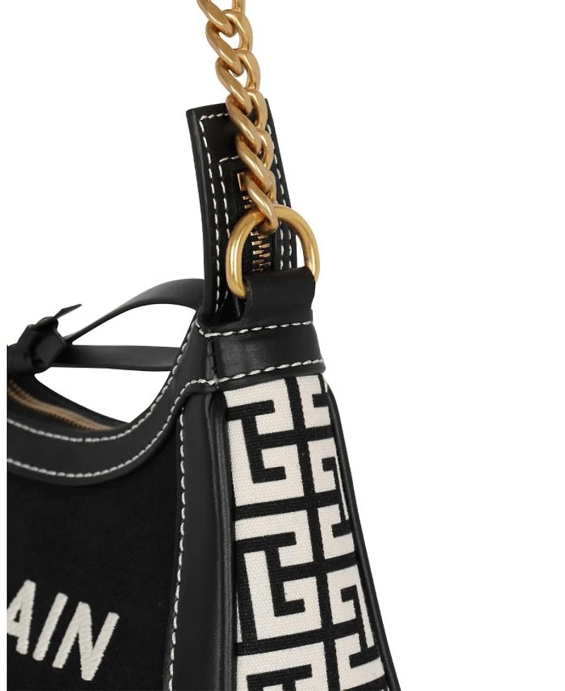 Women's B-Army Handbag in Monogrammed Canvas and Leather