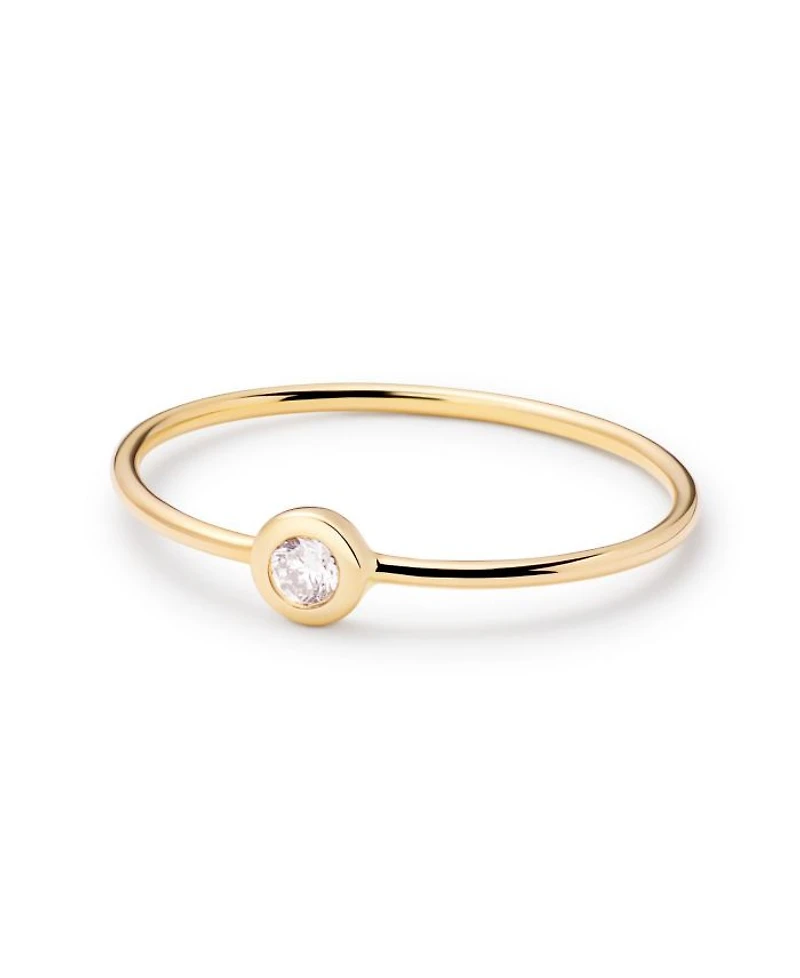 Solid Yellow Gold Solo Diamond Stacking Ring