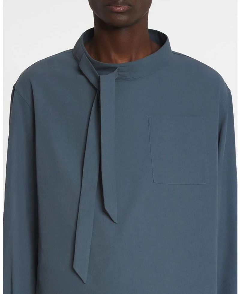 Fluid Cotton Ascot Collar Top