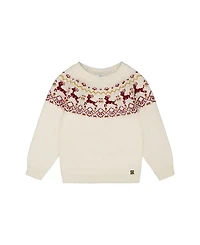 Deux par Deux Girls' Sweater with Christmas Intarsia - Little Kid