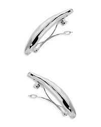 Liquid Lux Hair Barrettes in Silver Tone, Set of 2