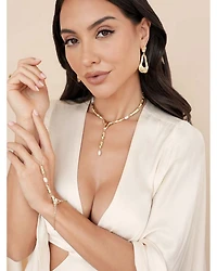 Molten 18K Yellow Gold Plated Drop Earrings, 1.9"L