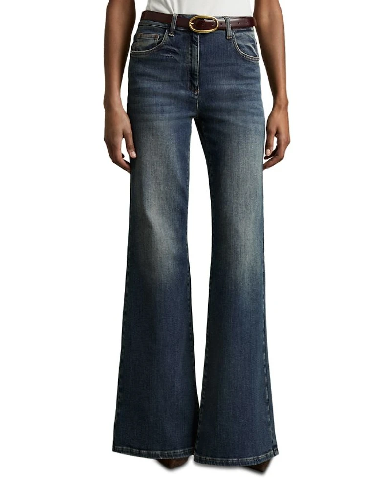 Petite Bonnie Flare Jeans Mid Blue