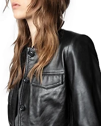 Liam Leather Button-Up Jacket