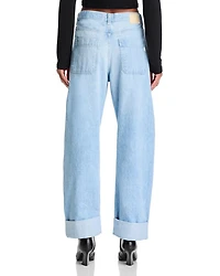 High Rise Cuffed Barrel Leg Jeans Sunset Blues