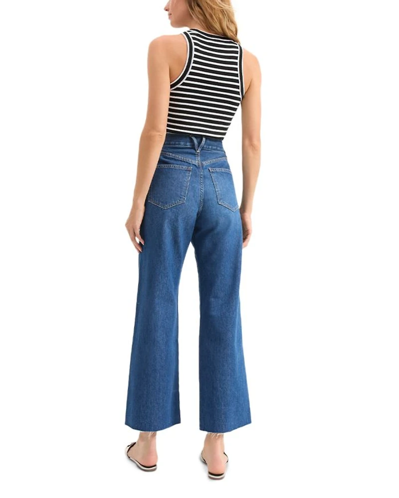 Taylor High Rise Cropped Wide Leg Jeans Bright Blue
