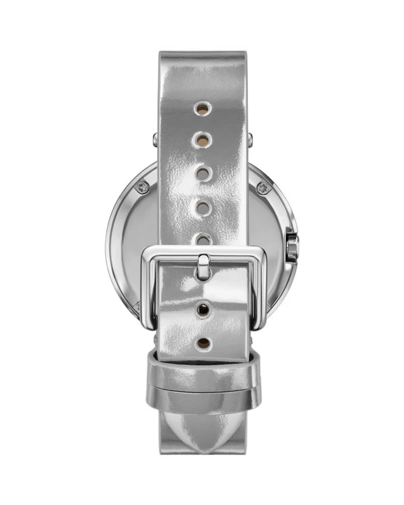The Pierced Two Hand Silver Tone Stainless Steel Watch, 36mm