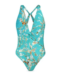 Hadley Cherry Twist Plunge One Piece Swimsuit