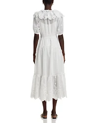 Embroidered Ruffle Short Sleeve Maxi Dress - Exclusive