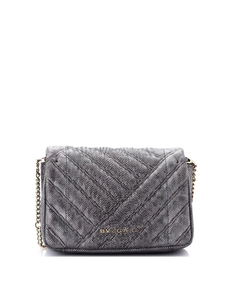 Small Serpenti Cabochon Shoulder Bag Diagonal Quilted Metallic Karung
