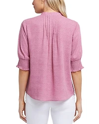 Floral Print Pleated Peasant Top