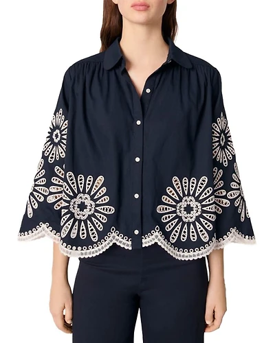Crochet Detail Cropped Shirt