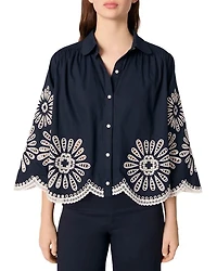 Crochet Detail Cropped Shirt