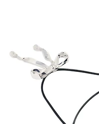 Polished Silver Bow & Crystal Long Cord Pendant Necklace, 44.1"