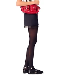 Tulle Trim Wool Blend Skirt