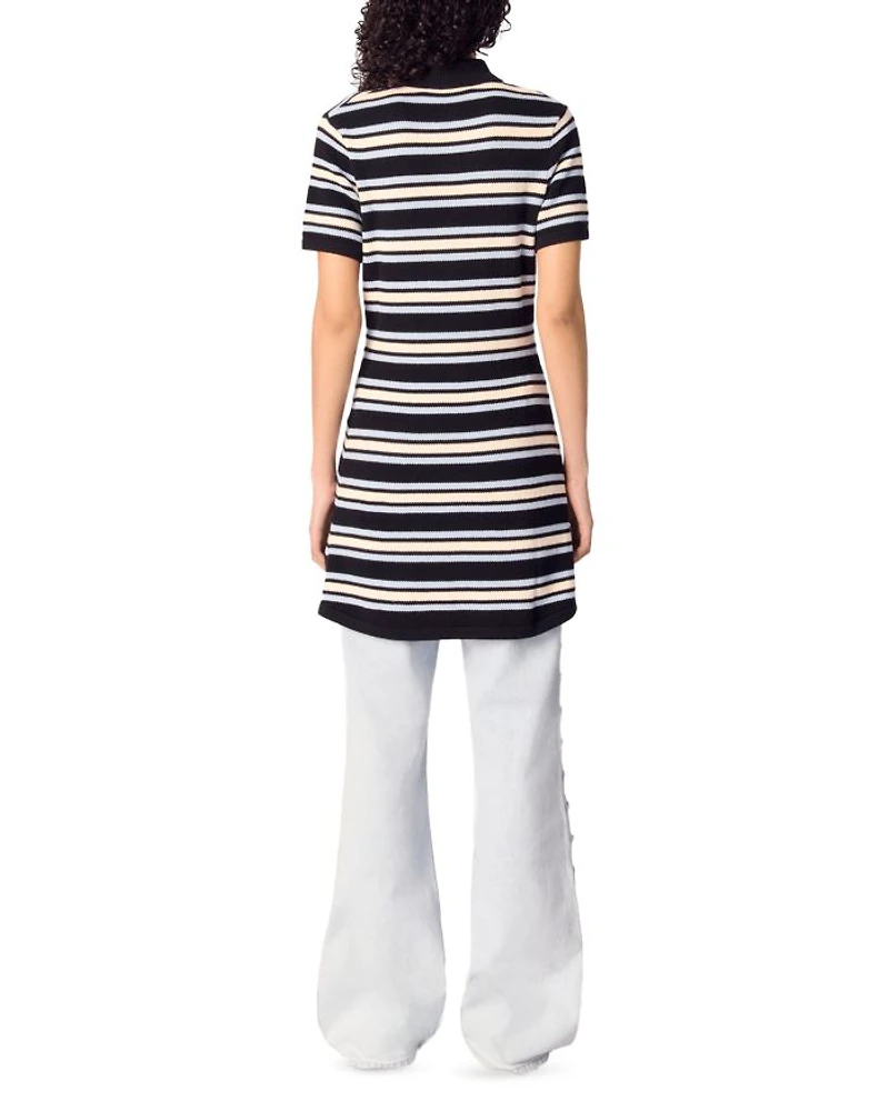 Striped Knit Polo Dress