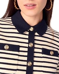 Cropped Rib Knit Shirt Collar Cardigan
