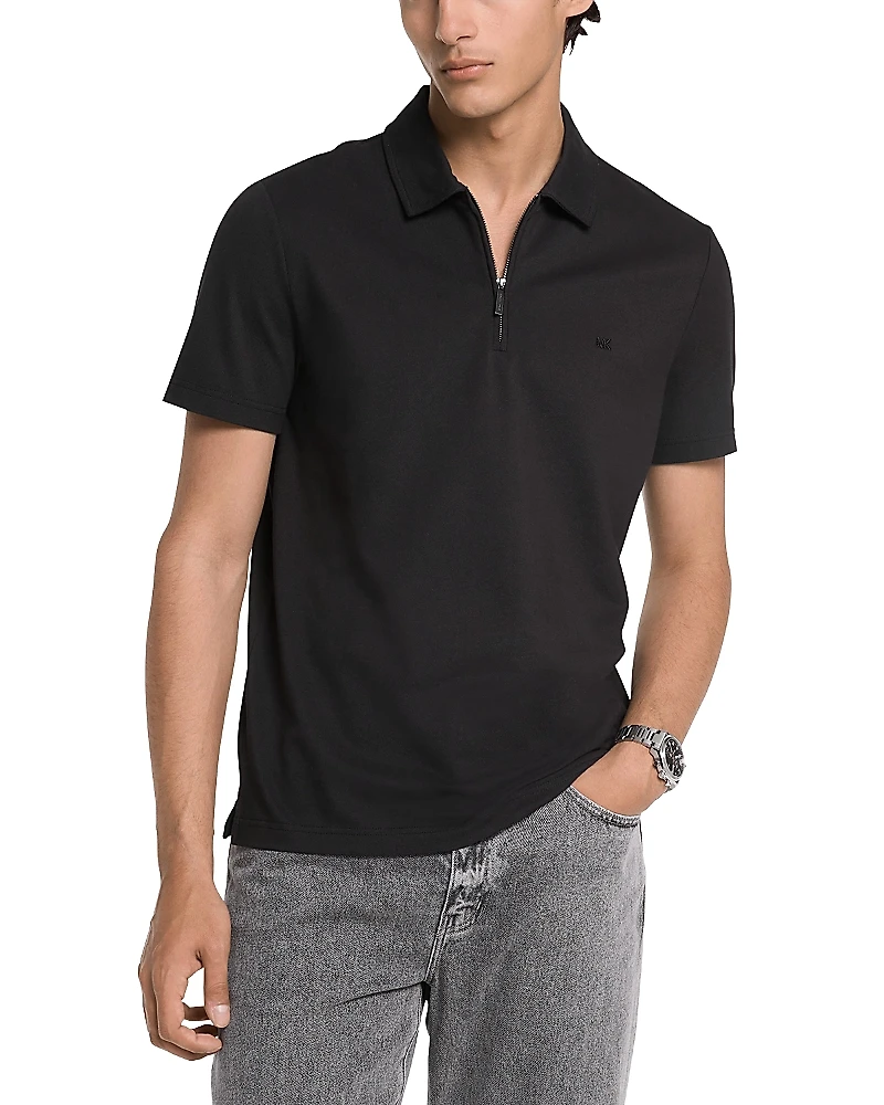 Michael Kors Sleek Pique Zip Polo Shirt