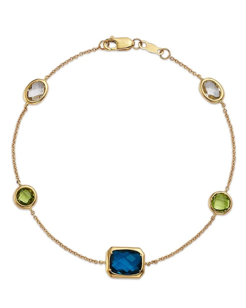 Mixed Cut Multi Gemstone Bracelet in 14K Yellow Gold