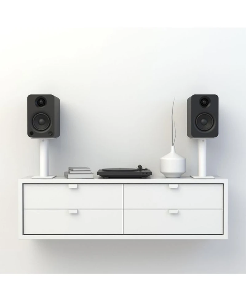 YU Powered Bookshelf Speaker with Bluetooth & RCA Input (Matte Black) - Pair