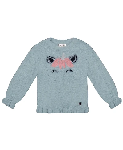 Deux par Deux Girls' Unicorn Hairy Knit Sweater - Little Kid