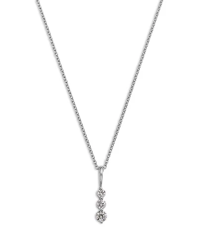 Diamond Three Stone Pendant Necklace in 14K White Gold, 0.25 tcw