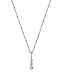Diamond Three Stone Pendant Necklace in 14K White Gold, 0.25 tcw