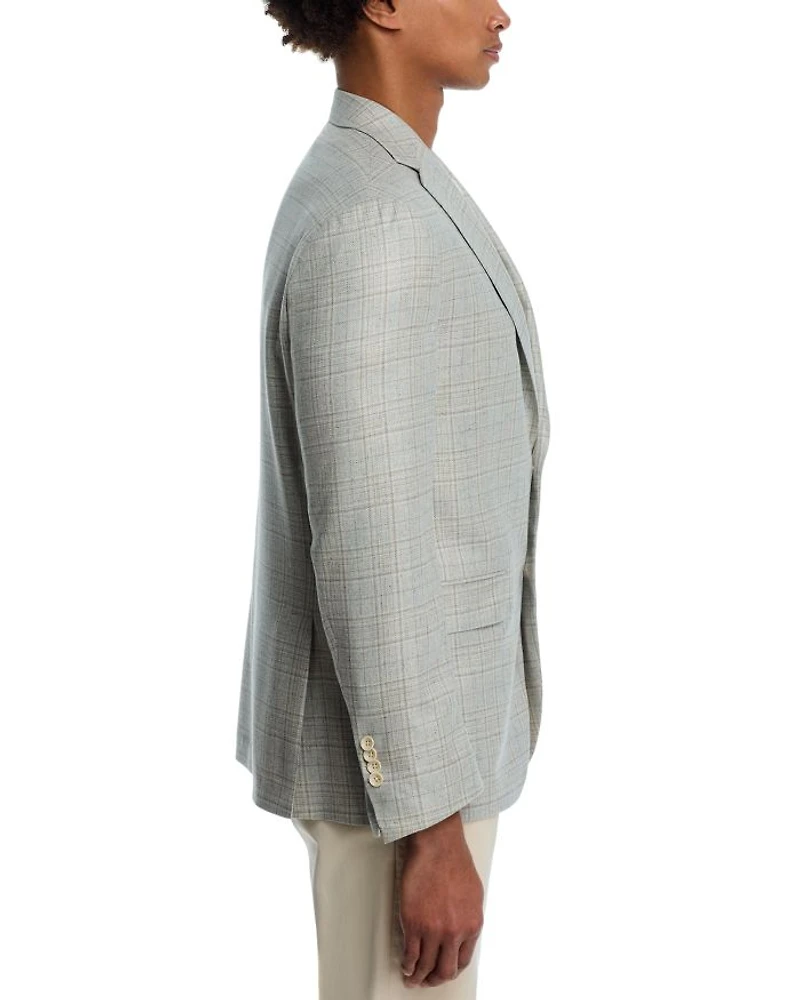 Silk & Wool Plaid Regular Fit Sport Coat
