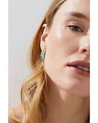 Blue Lagoon Ombré Stone Hoop Earrings in 18K Gold Plated