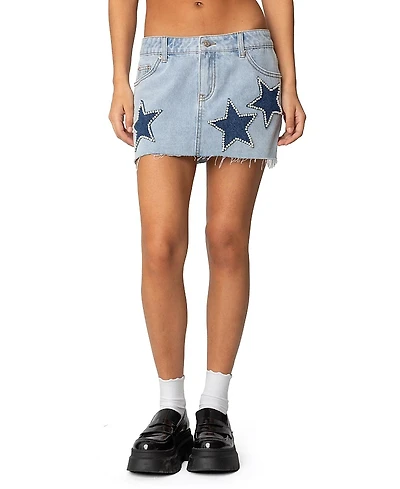 Edikted Shining Star Denim Mini Skirt