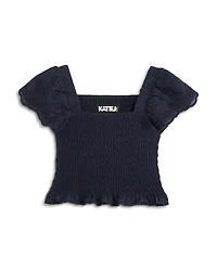 KatieJnyc Girls' Faye Smocked Eyelet Top - Big Kid