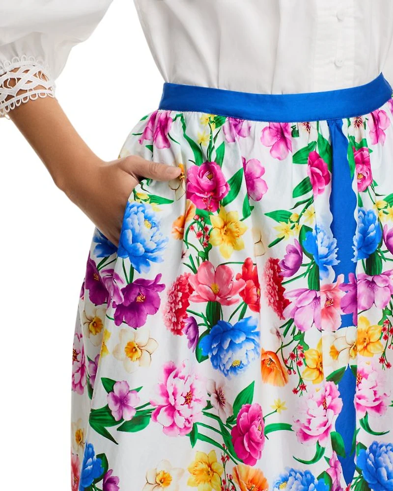 Marcie Cotton Printed Midi Skirt