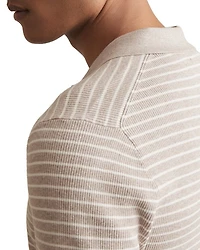 Fallow Half Zip Stripe Knitted Polo Shirt