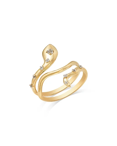 Moon & Meadow 14K Yellow Gold White Topaz Snake Coil Ring