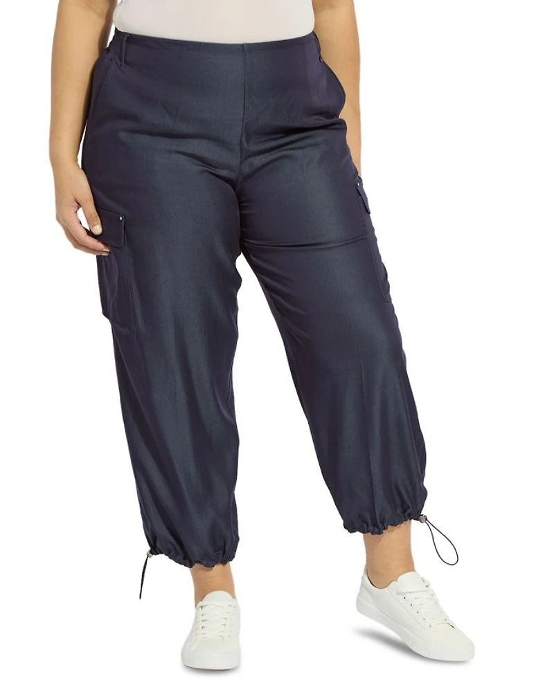 Monique Satin Tailored Curvy Cargo Pants