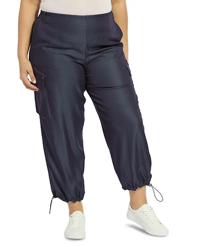 Monique Satin Tailored Curvy Cargo Pants