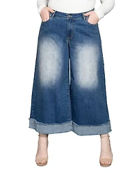 Cropped Wide Leg Jeans Two Tone