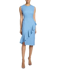 Santorelli Cami Sleeveless Luxury Tweed Sheath Dress with Skirt Ruffle