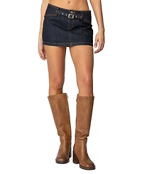 Edikted Keira Buckled Denim Mini Skirt