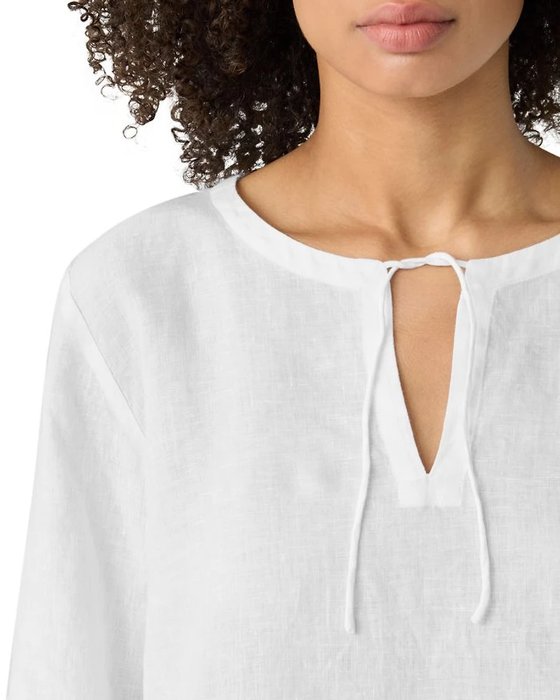 Linen Round Neck Top