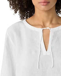 Linen Round Neck Top